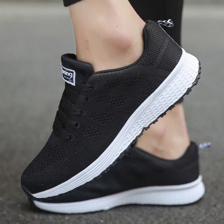 Women's Orthopedic Walking Sneakers with Arch Support for Comfort — Black