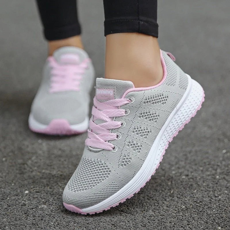 Women's Orthopedic Walking Sneakers with Arch Support for Comfort — Grayish Pink
