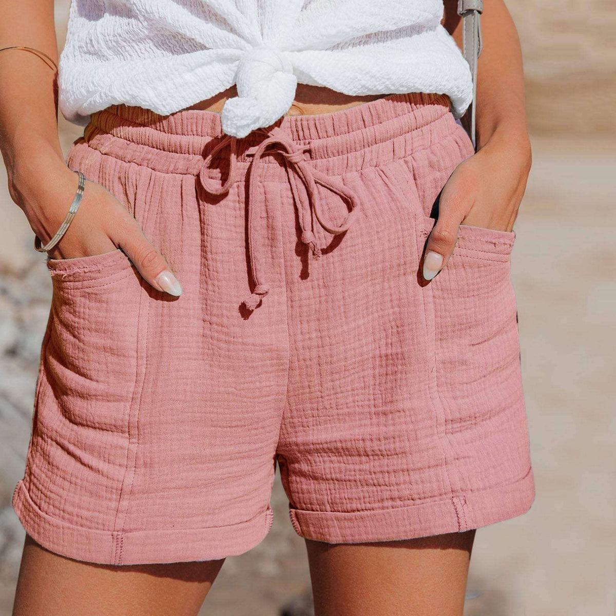 Women's Relaxed Fit Casual Shorts for Everyday Summer Wear — Pink