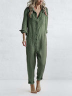 Women's Relaxed Fit Jumpsuit for Summer Resort & Vacation Wear — Green