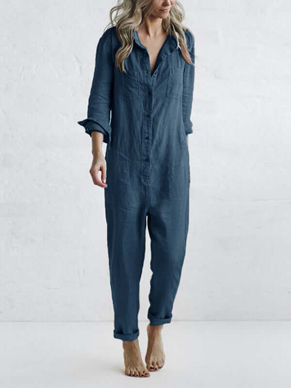 Women's Relaxed Fit Jumpsuit for Summer Resort & Vacation Wear — Blue