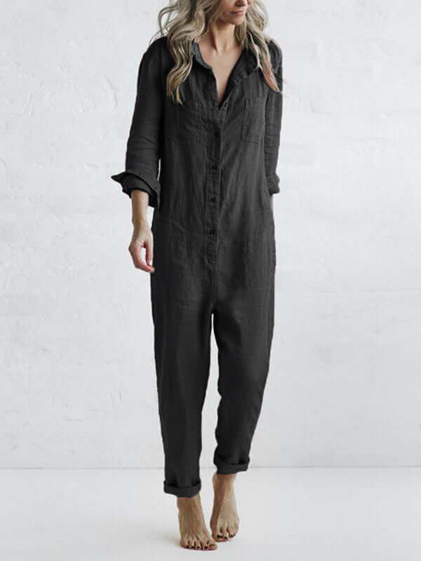 Women's Relaxed Fit Jumpsuit for Summer Resort & Vacation Wear — Black