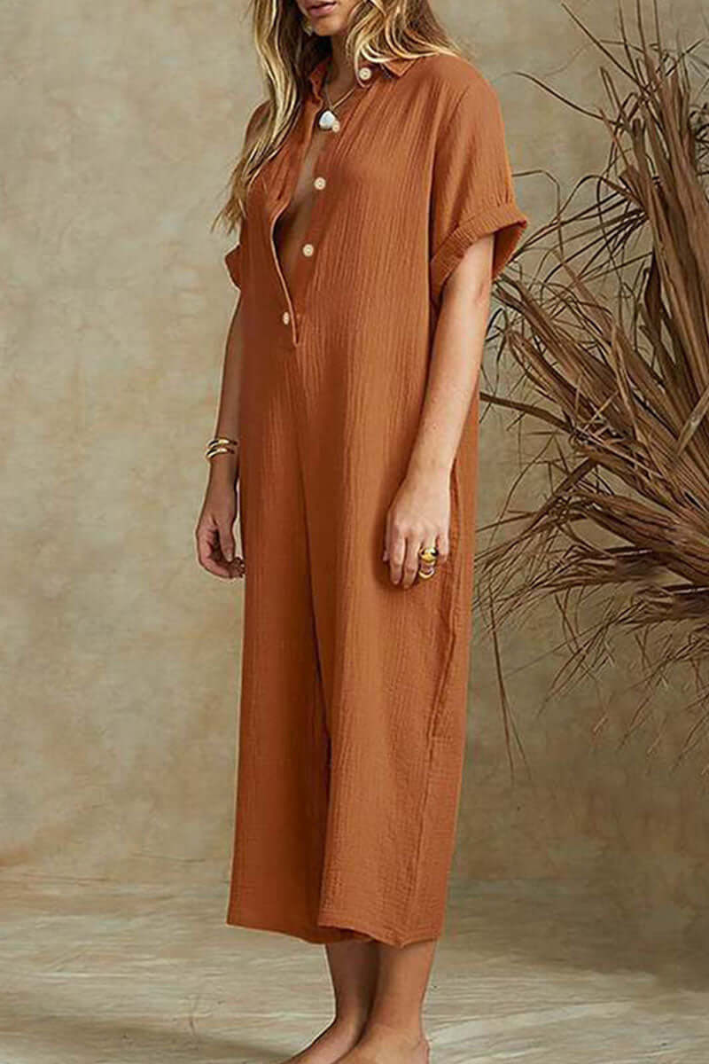 Women's Relaxed Fit Notch Collar Boilersuit Jumpsuit for Work — product photo