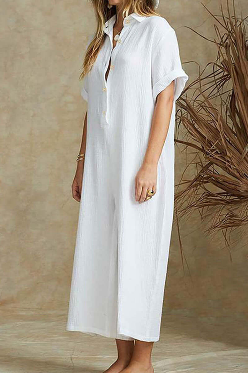 Women's Relaxed Fit Notch Collar Boilersuit Jumpsuit for Work — product photo