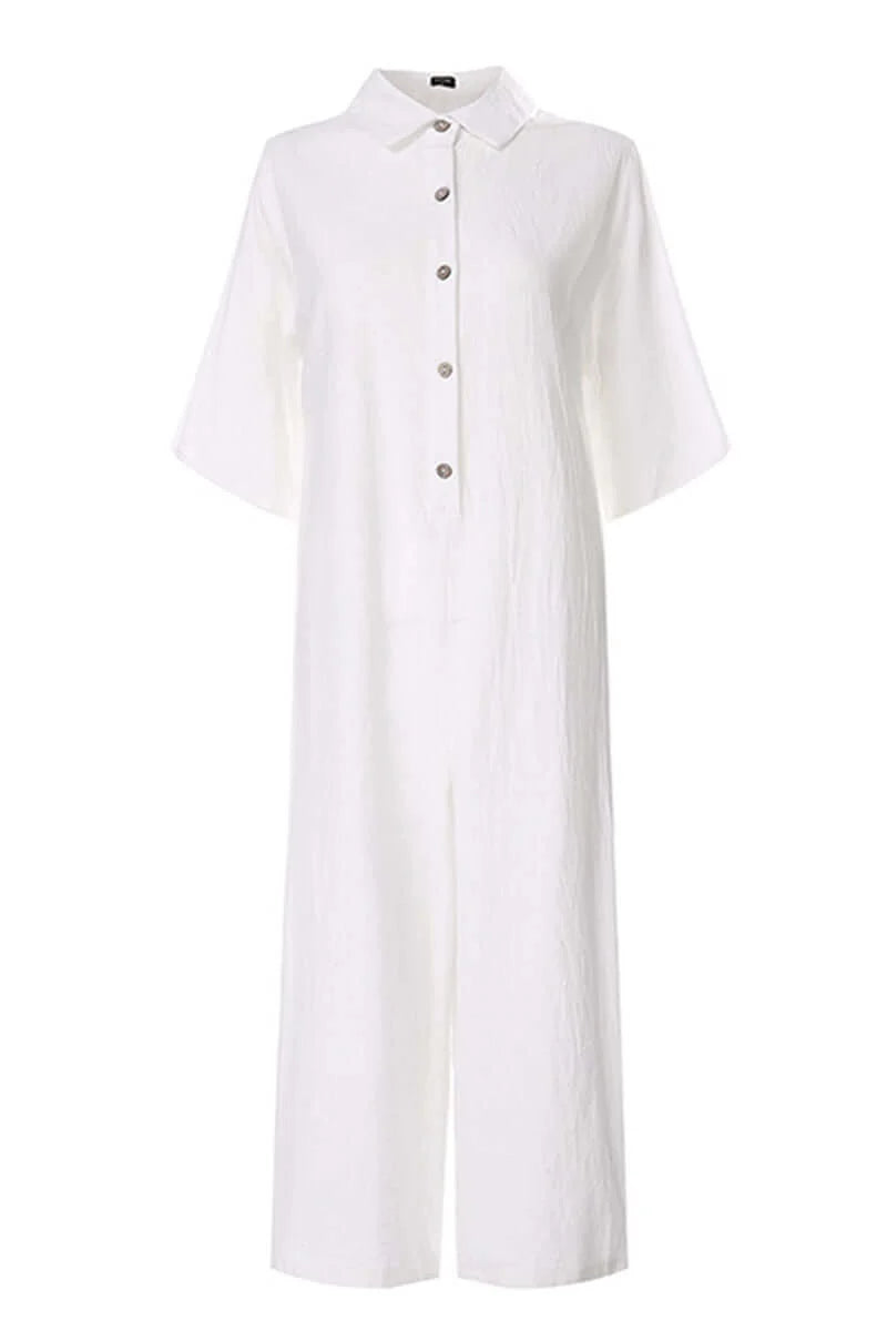 Women's Relaxed Fit Notch Collar Boilersuit Jumpsuit for Work — product photo