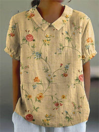 Elle | Women's Retro Floral Print Top for Everyday Casual Wear