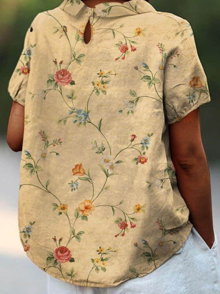 Women's Retro Floral Print Shirt for Everyday Casual Wear — product photo