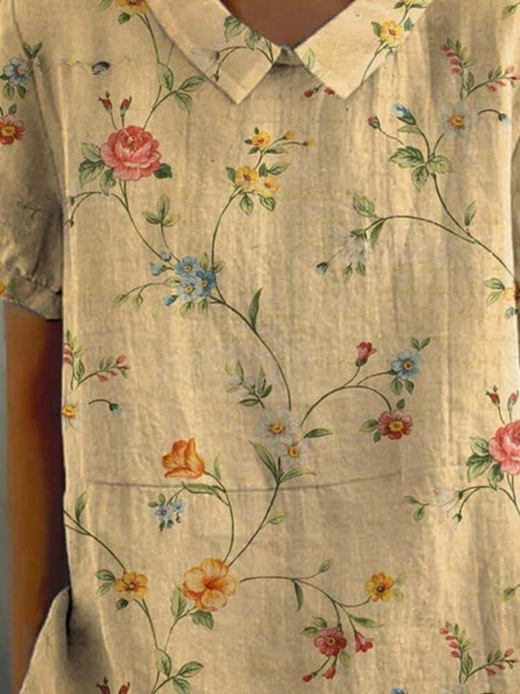Women's Retro Floral Print Shirt for Everyday Casual Wear — product photo