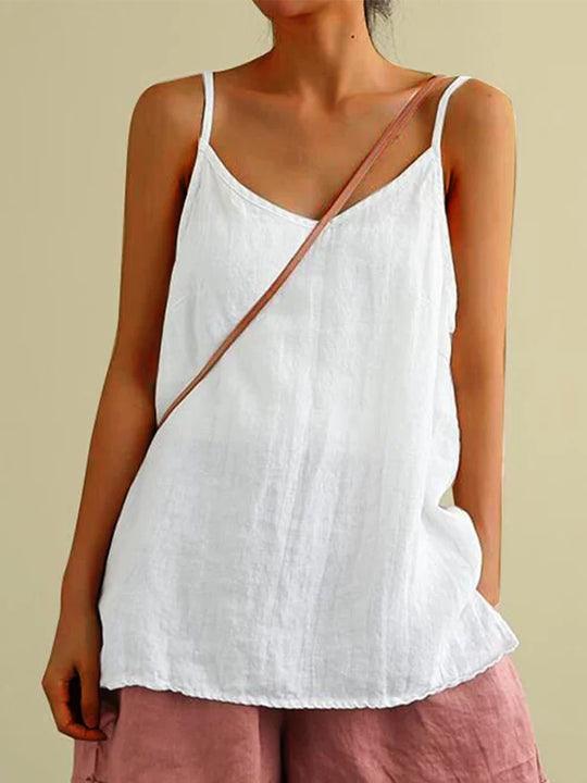 Women's Spaghetti Strap Summer Top, Effortless Everyday Style — White
