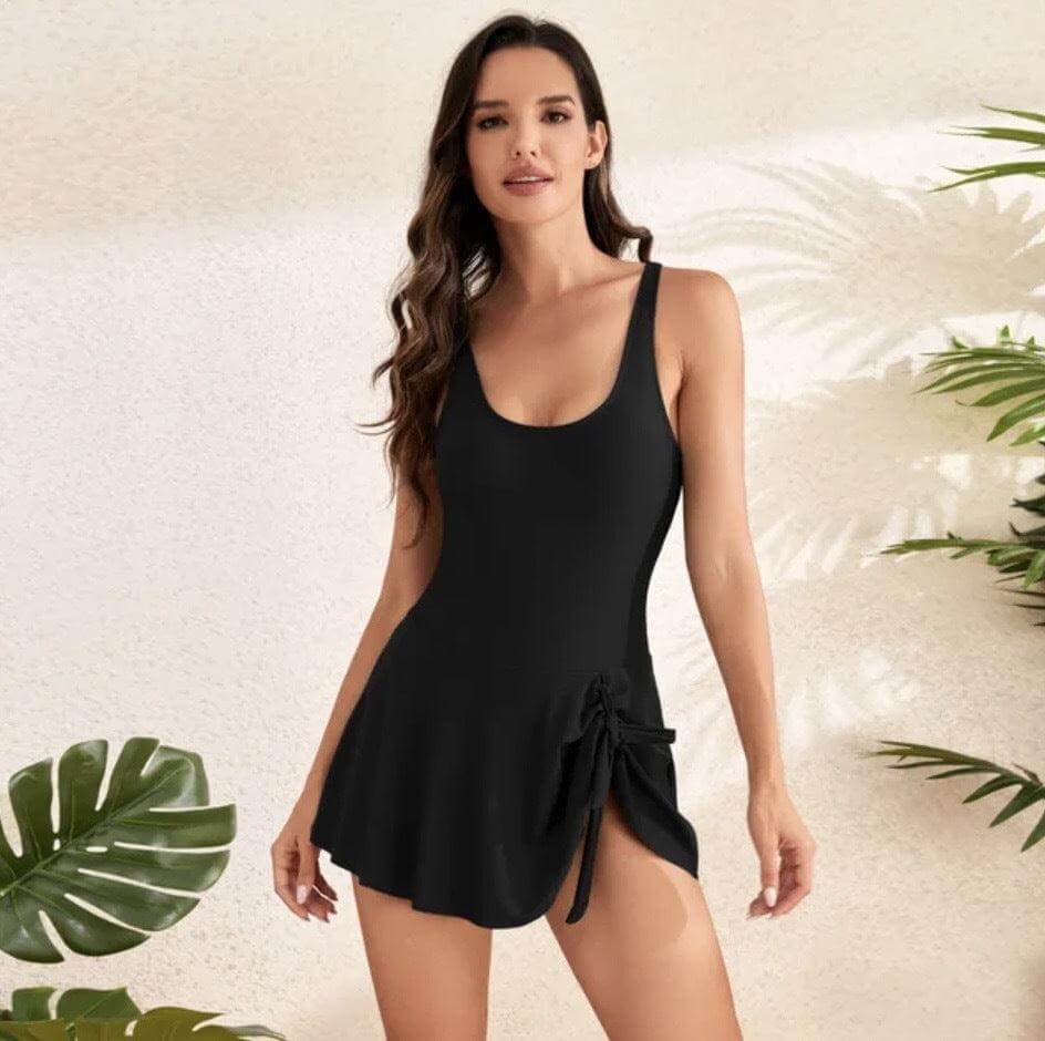 Women's Tummy Control One-Piece Swimsuit for Summer Beach Days — Black