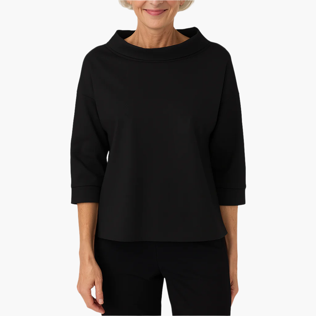 Women's stand collar top long sleeve in white