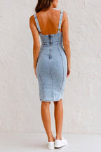 Women’s blue women's denim bodycon dress